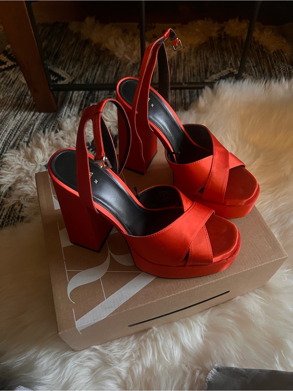 Orange Platform Slingback Heels